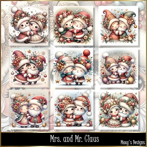 Mrs. and Mr. Claus - Illustrations for Cards, Mini kits & Designers