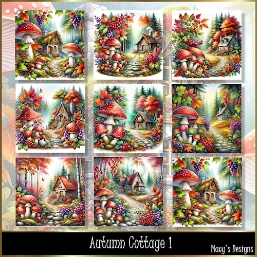 Autumn Cottage 1 - Illustrations for Cards, Mini kits & Designers