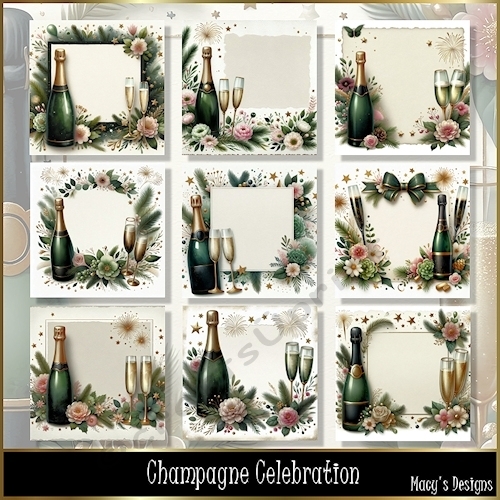 Champagne Celebration - Illustrations for Cards, Mini kits & Designers