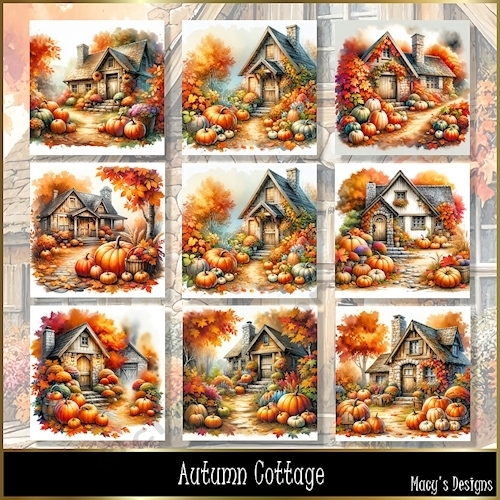 Autumn Cottage - Illustrations for Cards, Mini kits & Designers