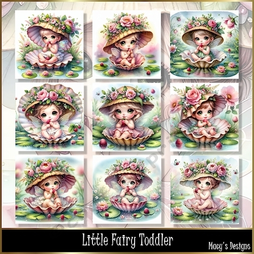 Little Fairy Toddler - Illustrations for Cards, Mini kits & Designers