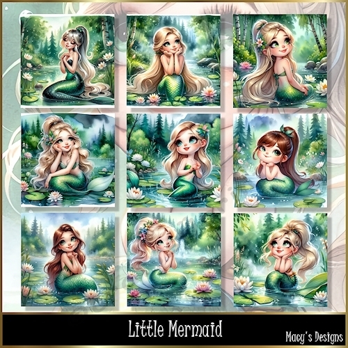 Little Mermaid - Illustrations for Cards, Mini kits & Designers