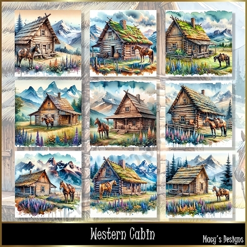 Western Cabin - Illustrations for Cards, Mini kits & Designers