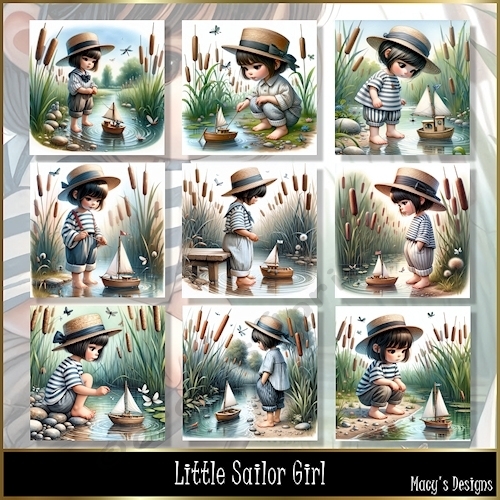 Little Sailor Girl - Illustrations for Cards, Mini kits & Designers