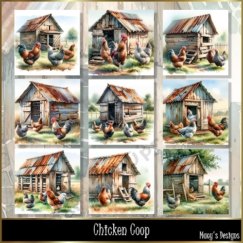 Chicken Coop - Illustrations for Cards, Mini kits & Designers