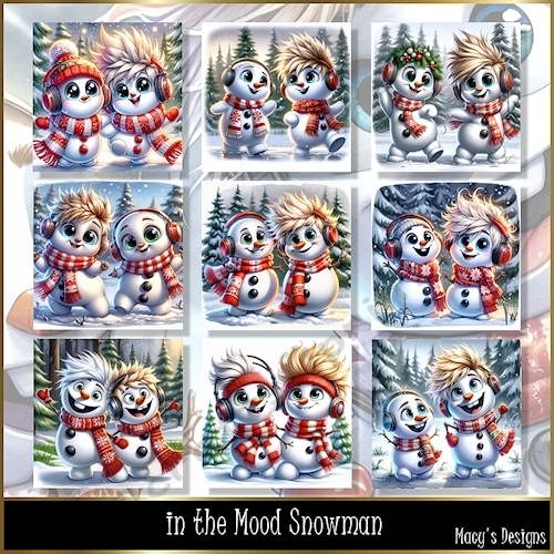 In the Mood Snowman - Illustrations for Cards, Mini kits & Designers
