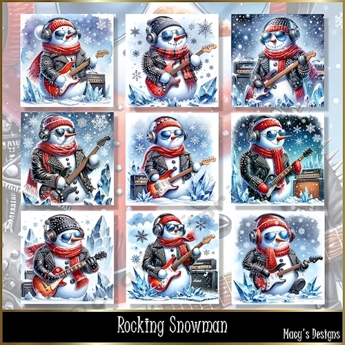 Rocking Snowman - Illustrations for Cards, Mini kits & Designers