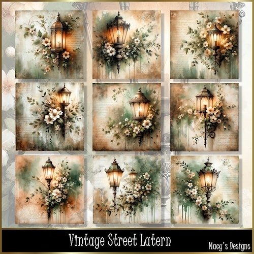 Vintage Street Latern - Illustrations for Cards, Mini kits & Designers
