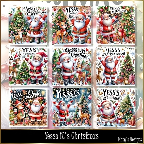 Yess Its Christmas  - Illustrations for Cards, Mini kits & Designers
