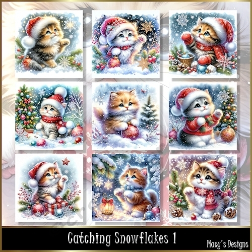 Catching Snowflakes 1 - Illustrations for Cards, Mini kits & Designers