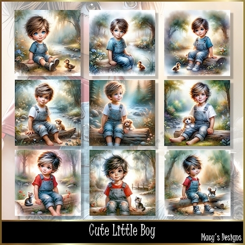 Cute Little Boy - Illustrations for Cards, Mini kits & Designers