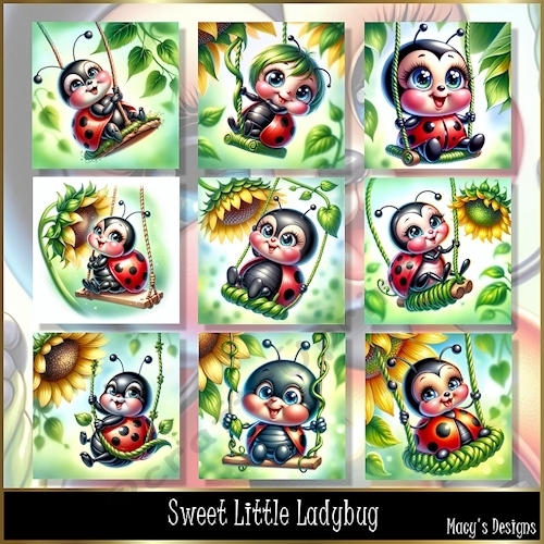 Sweet Little Ladybug- Illustrations for Cards, Mini kits & Designers
