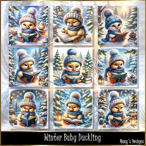 Winter Baby Duckling - Illustrations for Cards, Mini kits & Designers