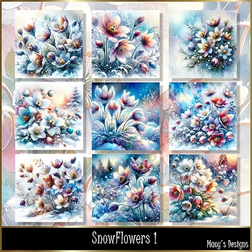 Snowflowers 1 - Illustrations for Cards, Mini kits & Designers