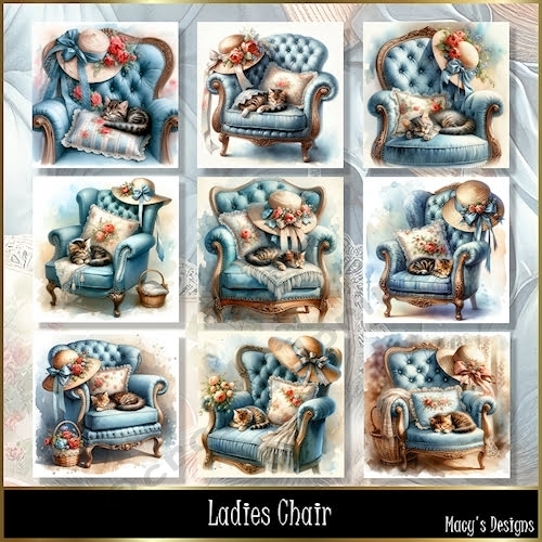 Ladies Chair -Illustrations for Cards, Mini kits & Designers