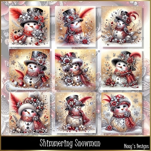 Shimmering Snowman - Illustrations for Cards, Mini kits & Designers