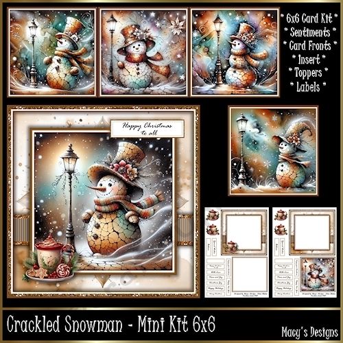 Crackled Snowman - Mini Kit 6x6