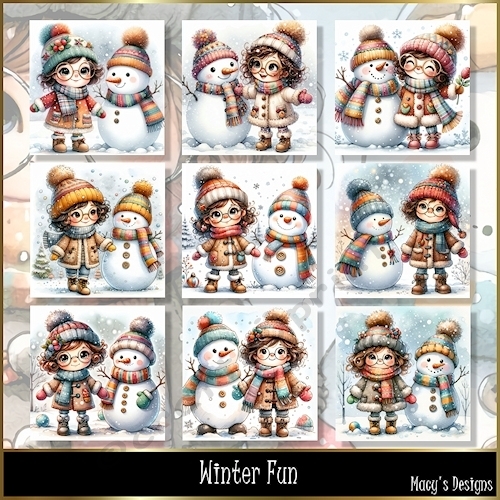 Winter Fun - Illustrations for Cards, Mini kits & Designers