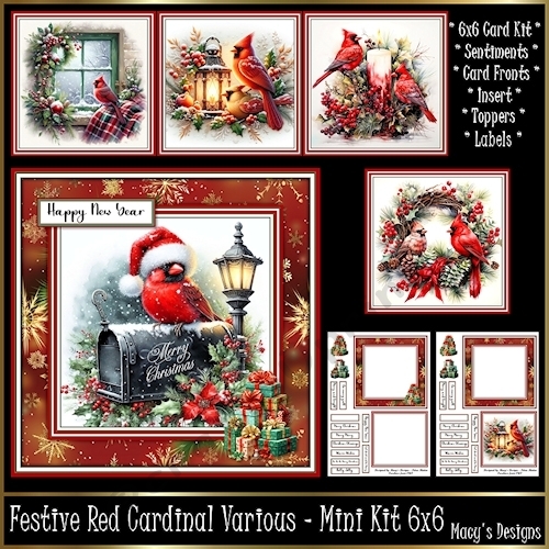 Festive Red Cardinal Various - Mini Kit 6x6