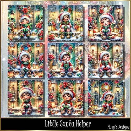 Little Santa Helper - Illustrations for Cards, Mini kits & Designers