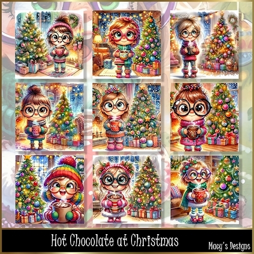 Hot Chocolate at Christmas - Illustrations for Cards, Mini kits & Designers