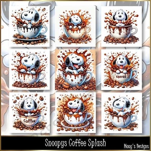 Snoopys Coffee Splash - Illustrations for Cards, Mini kits & Designers
