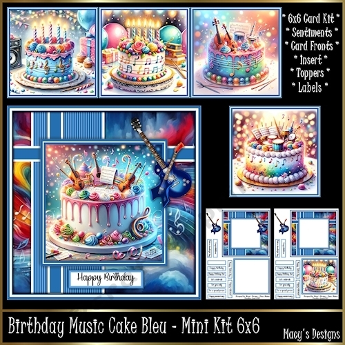 Birthday Music Cake Bleu - Mini Kit 6x6 