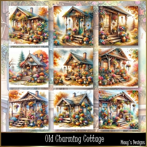 Old Charming Cottage - Illustrations for Cards, Mini kits & Designers