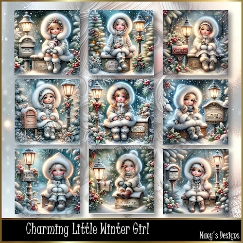 Charming Little Winter Girl - Illustrations for Cards, Mini kits & Designers