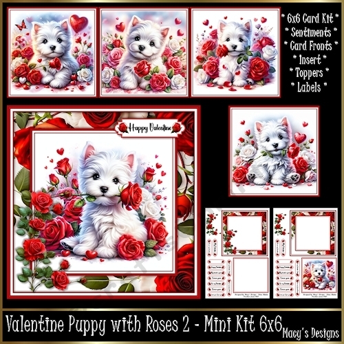 Valentine Puppy with Roses 2 - Mini Kit 6x6