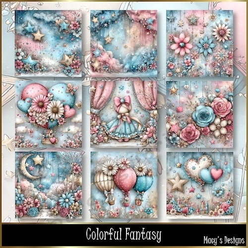 Colorful Fantasy - Illustrations for Cards, Mini kits & Designers