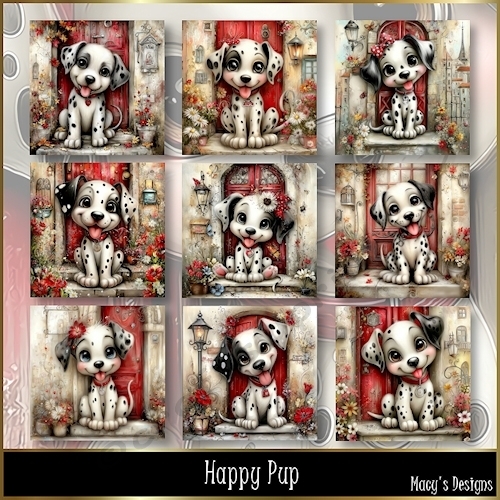 Happy Pup - Illustrations for Cards, Mini kits & Designers