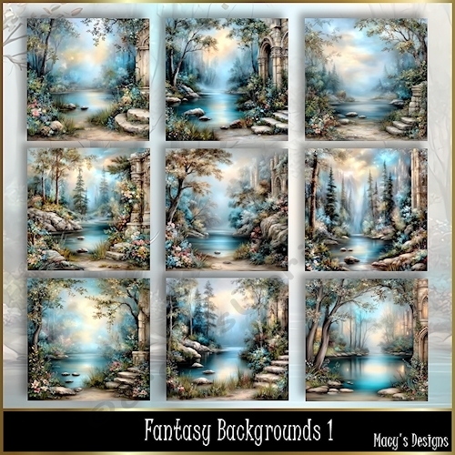 Fantasy Backgrounds 1 - Illustrations for Cards, Mini kits & Designers
