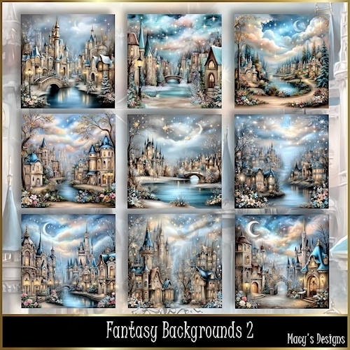 Fantasy Backgrounds 2 - Illustrations for Cards, Mini kits & Designers