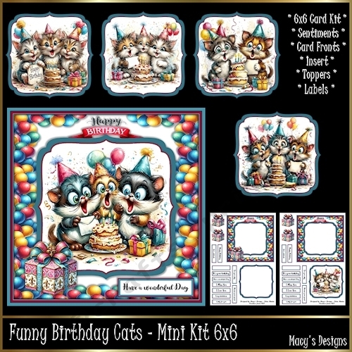 Funny Birthday Cats - Mini Kit 6x6