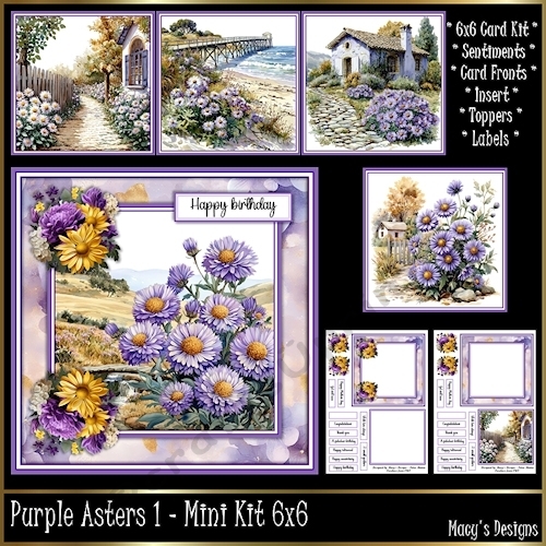 Purple Asters 1 - Mini Kit 6x6