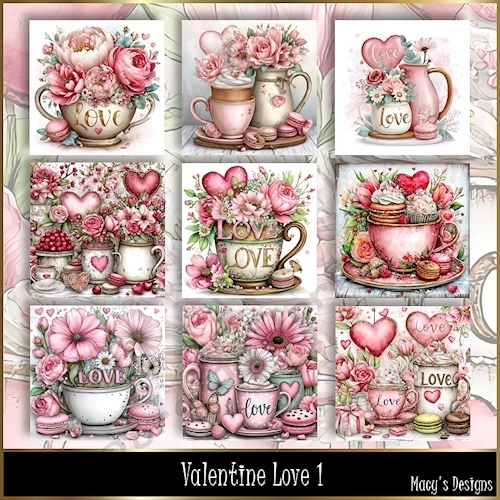 Valentine Love 1 - Illustrations for Cards, Mini kits & Designers