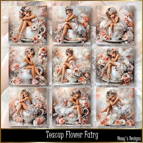 Teacup Flower Fairy - Illustrations for Cards, Mini kits & Designers