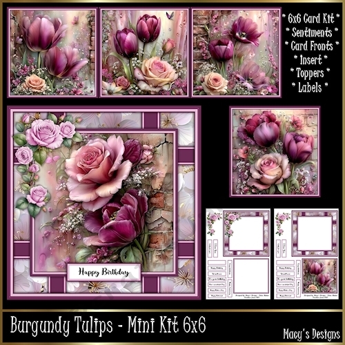Burgundy Tulips - Mini Kit 6x6