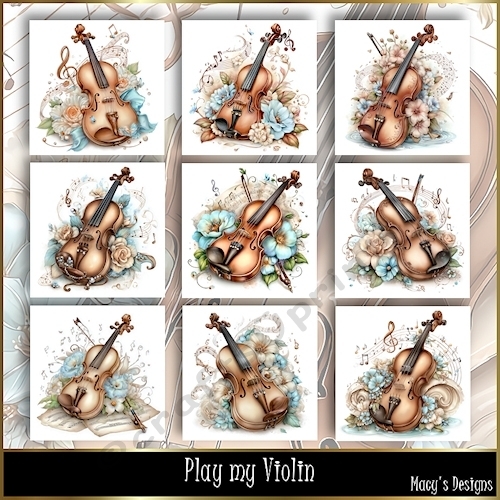 Play my Violin - Illustrations for Cards, Mini kits & Designers