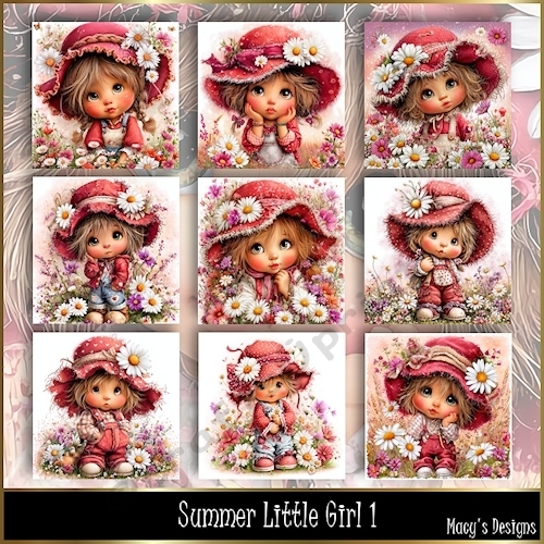 Summer Little Girl 1 - Illustrations for Cards, Mini kits & Designers