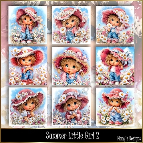 Summer Little Girl 2 - Illustrations for Cards, Mini kits & Designers