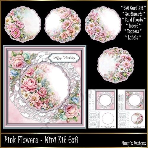 Pink Flowers - Mini Kit 6x6