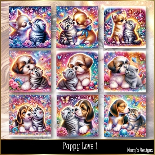 Puppy Love 1 - Illustrations for Cards, Mini kits & Designers