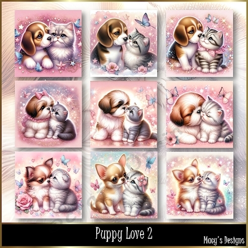 Puppy Love 2  - Illustrations for Cards, Mini kits & Designers