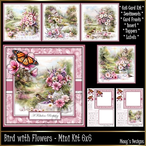 Bird with Flowers - Mini Kit 6x6