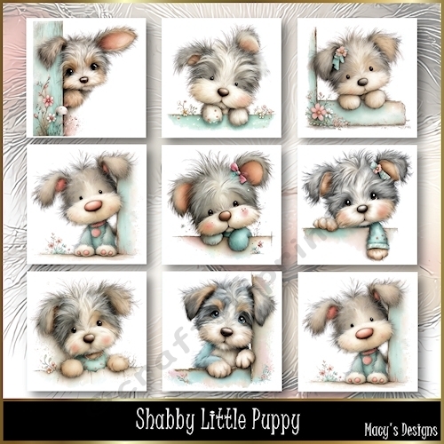 Shabby Little Puppy - Illustrations for Cards, Mini kits & Designers