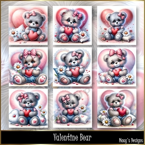 Valentine Bear - Illustrations for Cards, Mini kits & Designers