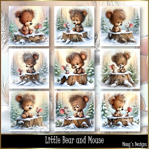 Little Bear and Mouse - Illustrations for Cards, Mini kits & Designers
