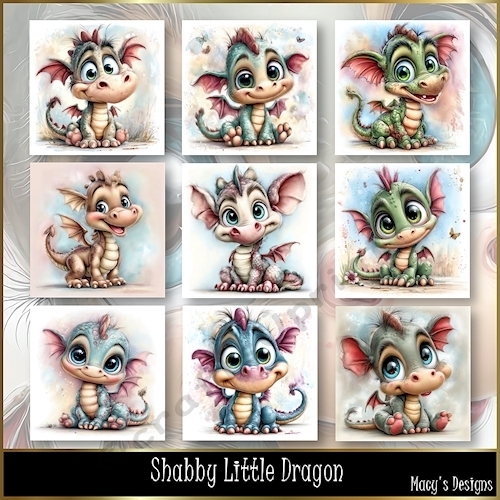 Shabby Little Dragon - Illustrations for Cards, Mini kits & Designers
